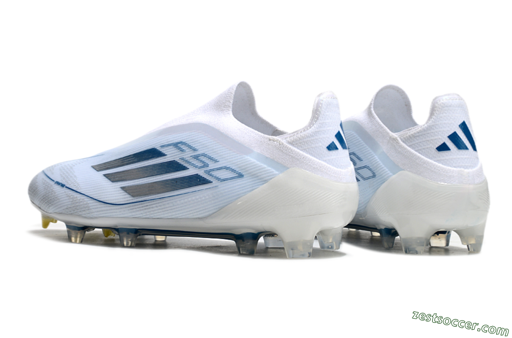 Adidas F50 Elite Laceless FG Low-Tops Soccer Cleats - White/Silver/Blue 6