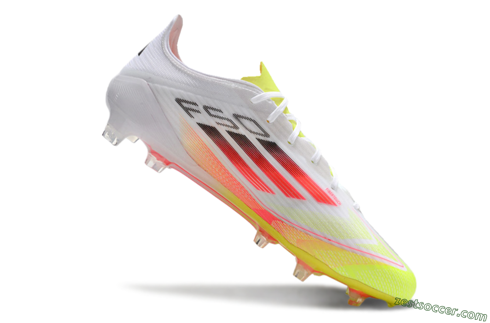 Adidas F50 Elite FG Low-Tops Soccer Cleats - White/Yellow/Red 4