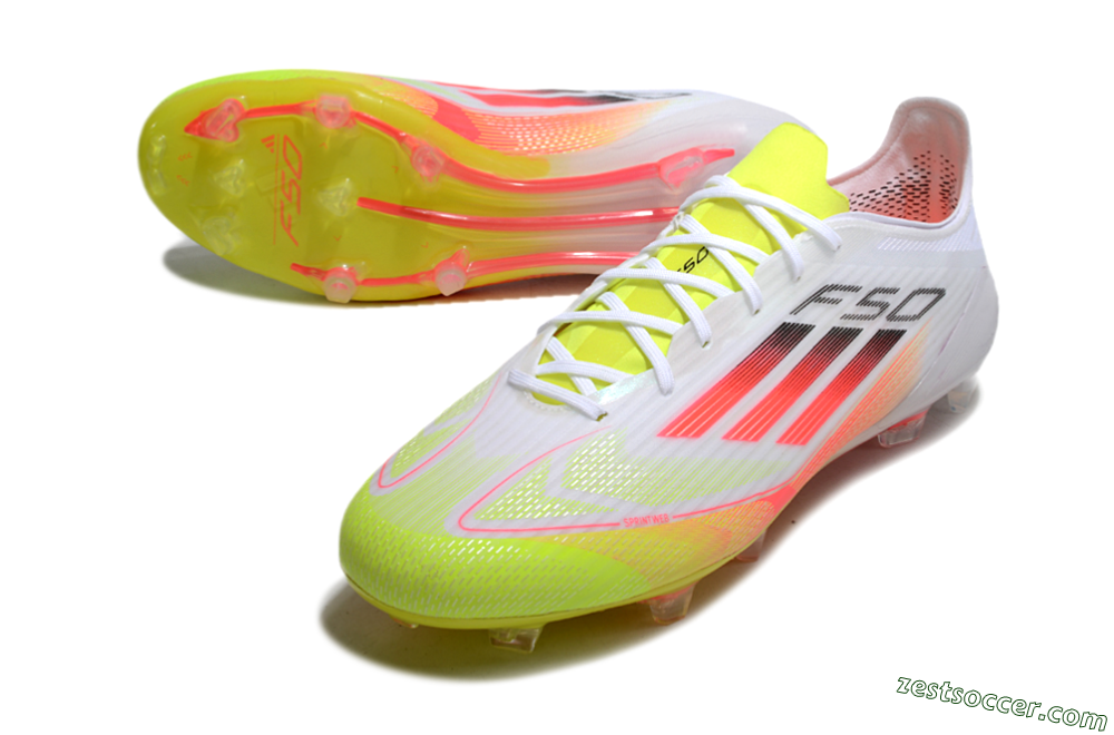 Adidas F50 Elite FG Low-Tops Soccer Cleats - White/Yellow/Red 3