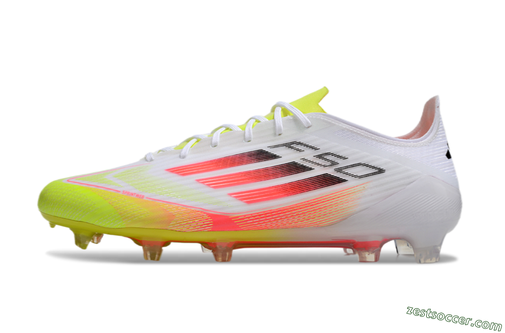 Adidas F50 Elite FG Low-Tops Soccer Cleats - White/Yellow/Red 2
