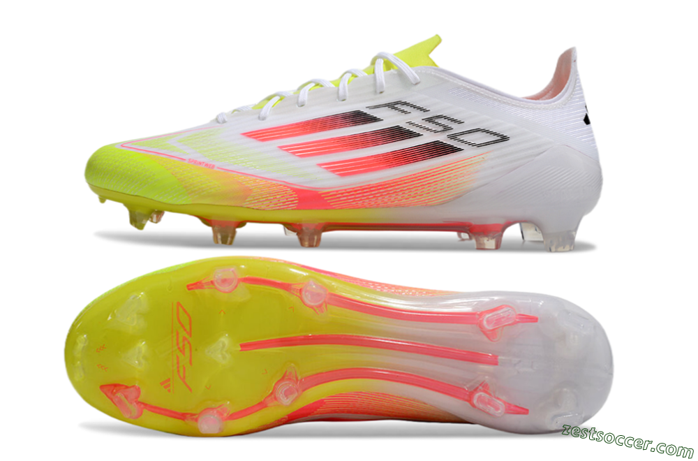 Adidas F50 Elite FG Low-Tops Soccer Cleats - White/Yellow/Red 1