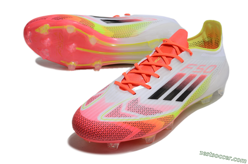 Adidas F50 Elite FG Low-Tops Soccer Cleats - White/Red/Yellow 3