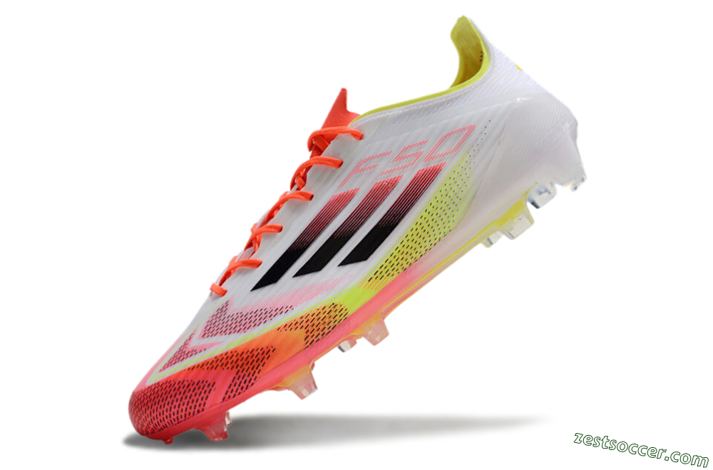 Adidas F50 Elite FG Low-Tops Soccer Cleats - White/Red/Yellow 5