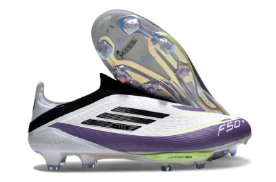 Adidas F50+ Elite Lightstrike Pro Laceless FG Low-Tops Soccer Cleats - White/Black/Purple