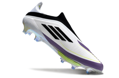 Adidas F50+ Elite Lightstrike Pro Laceless FG Low-Tops Soccer Cleats - White/Black/Purple