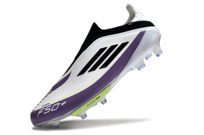 Adidas F50+ Elite Lightstrike Pro Laceless FG Low-Tops Soccer Cleats - White/Black/Purple