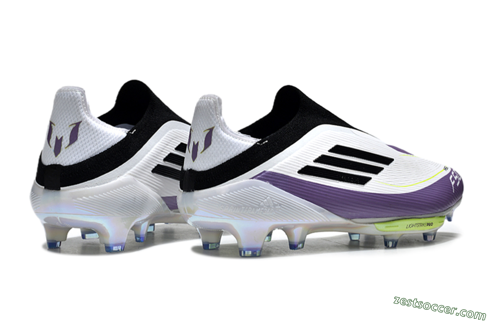 Adidas F50+ Elite Lightstrike Pro Laceless FG Low-Tops Soccer Cleats - White/Black/Purple 6