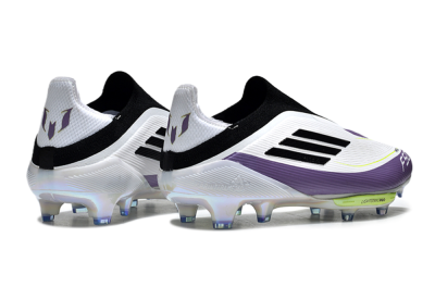 Adidas F50+ Elite Lightstrike Pro Laceless FG Low-Tops Soccer Cleats - White/Black/Purple