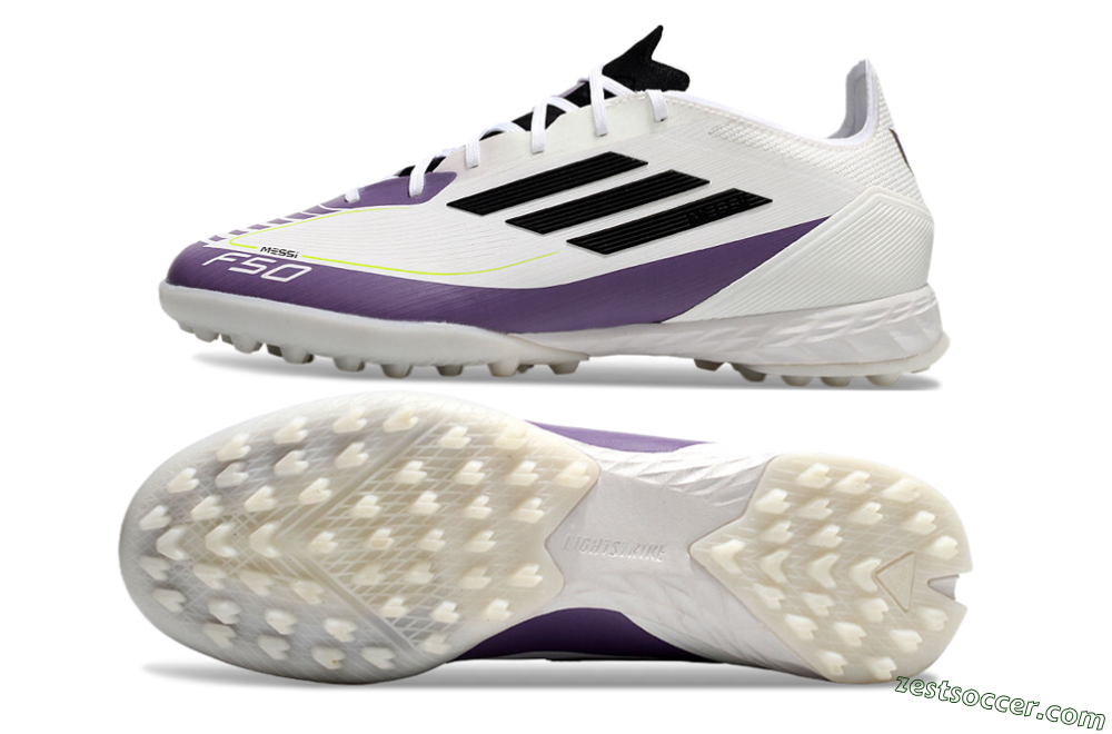 Adidas x Messi F50 Pro TF Low-Tops Soccer Shoes - White/Purple/Black 1