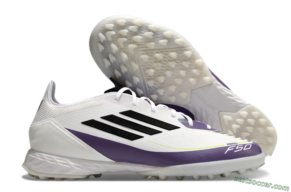 Adidas x Messi F50 Pro TF Low-Tops Soccer Shoes - White/Purple/Black 0