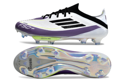 Adidas F50 Elite FG Low-Tops Soccer Cleats - White/Black/Purple