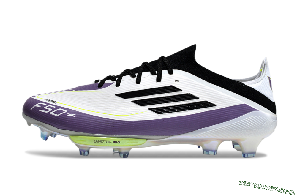 Adidas F50 Elite FG Low-Tops Soccer Cleats - White/Black/Purple 2