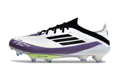 Adidas F50 Elite FG Low-Tops Soccer Cleats - White/Black/Purple