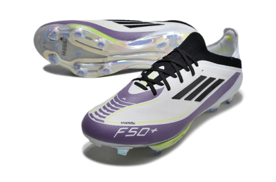Adidas F50 Elite FG Low-Tops Soccer Cleats - White/Black/Purple