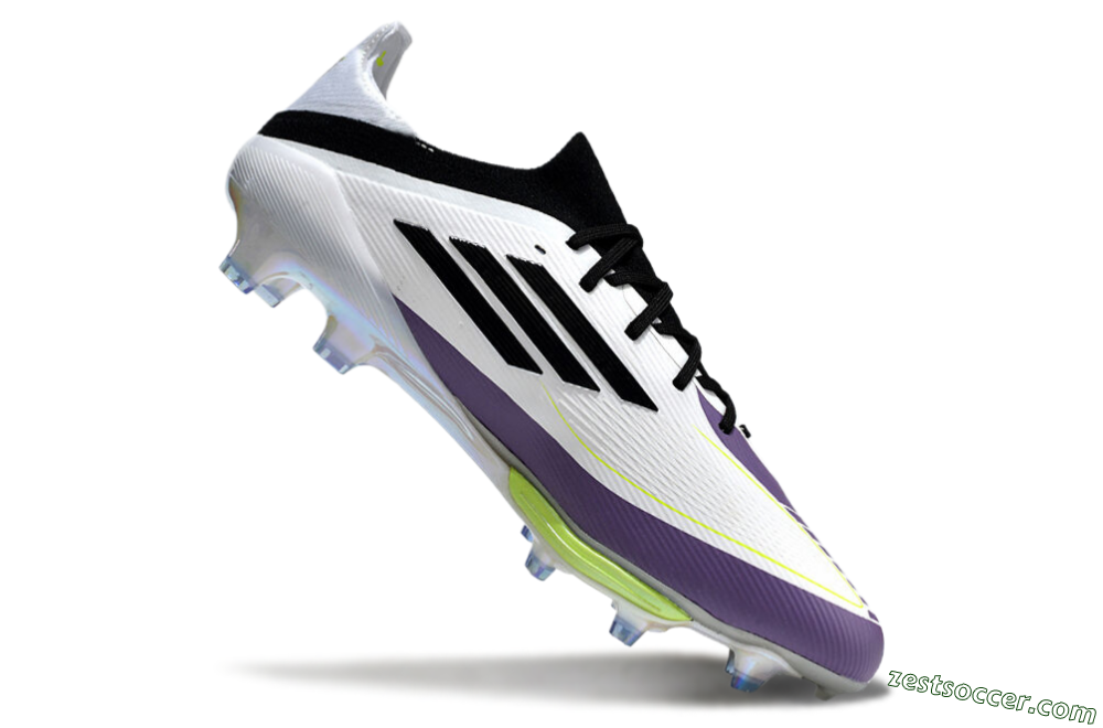 Adidas F50 Elite FG Low-Tops Soccer Cleats - White/Black/Purple 4