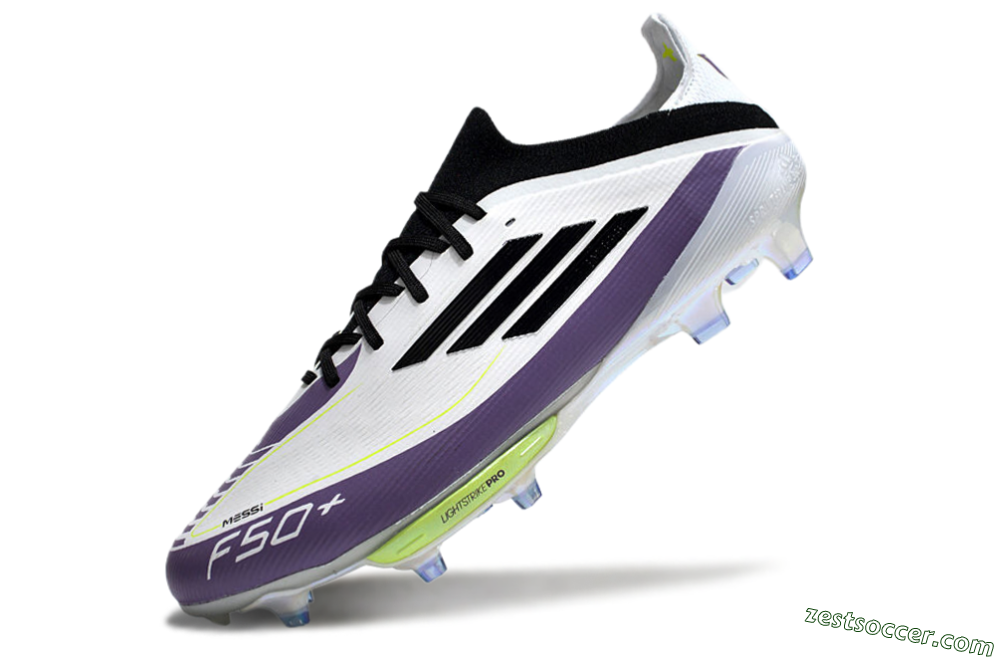 Adidas F50 Elite FG Low-Tops Soccer Cleats - White/Black/Purple 5