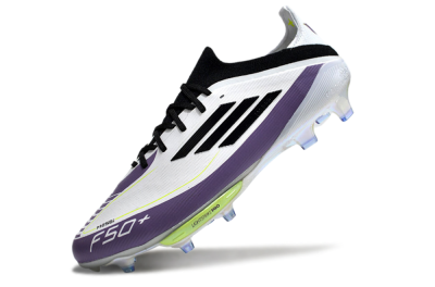 Adidas F50 Elite FG Low-Tops Soccer Cleats - White/Black/Purple