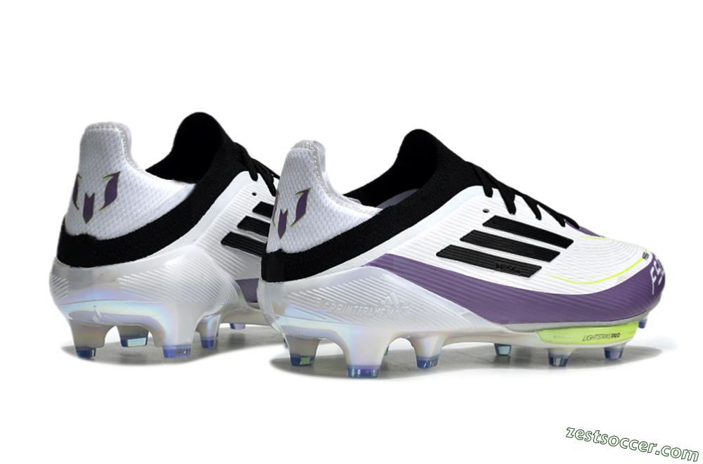 Adidas F50 Elite FG Low-Tops Soccer Cleats - White/Black/Purple 6