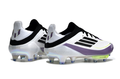 Adidas F50 Elite FG Low-Tops Soccer Cleats - White/Black/Purple