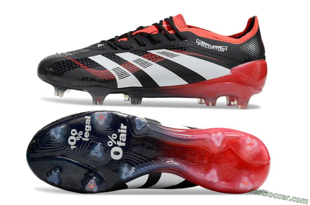 Adidas Predator 24 Elite FG Low-Tops Soccer Cleats - Black/White/Red 1