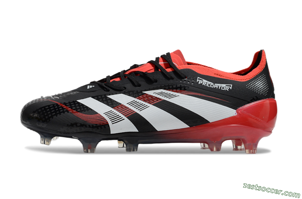 Adidas Predator 24 Elite FG Low-Tops Soccer Cleats - Black/White/Red 2