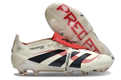 Adidas Predator Elite Foldover Tongue FG Low-Tops Soccer Cleats - Beige/Black/Red