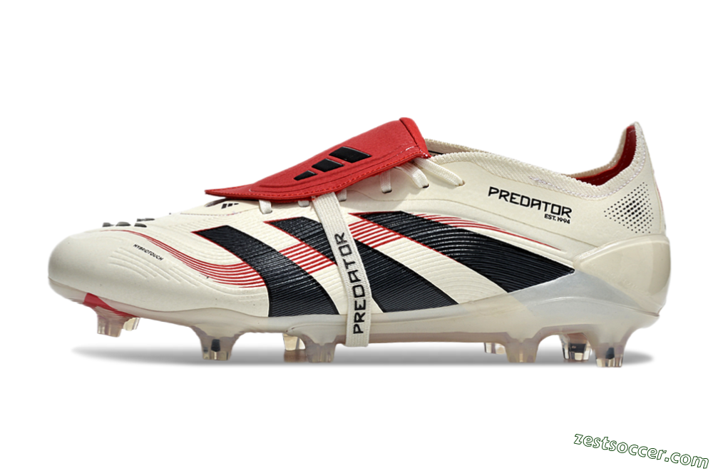 Adidas Predator Elite Foldover Tongue FG Low-Tops Soccer Cleats - Beige/Black/Red 3