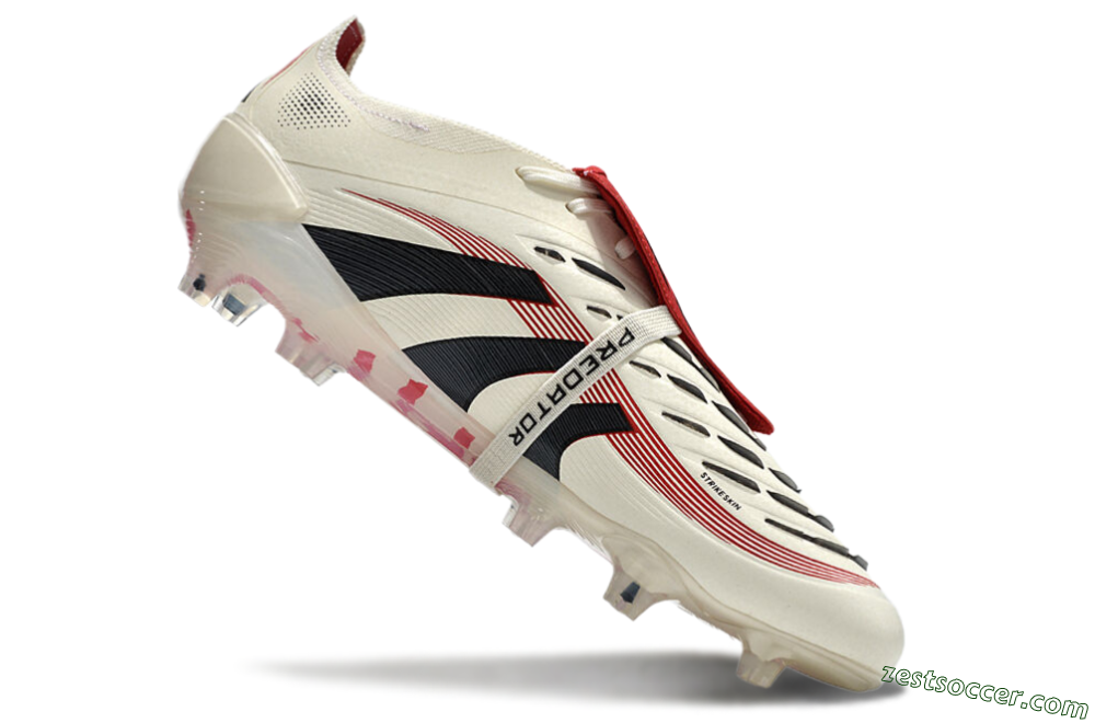 Adidas Predator Elite Foldover Tongue FG Low-Tops Soccer Cleats - Beige/Black/Red 5