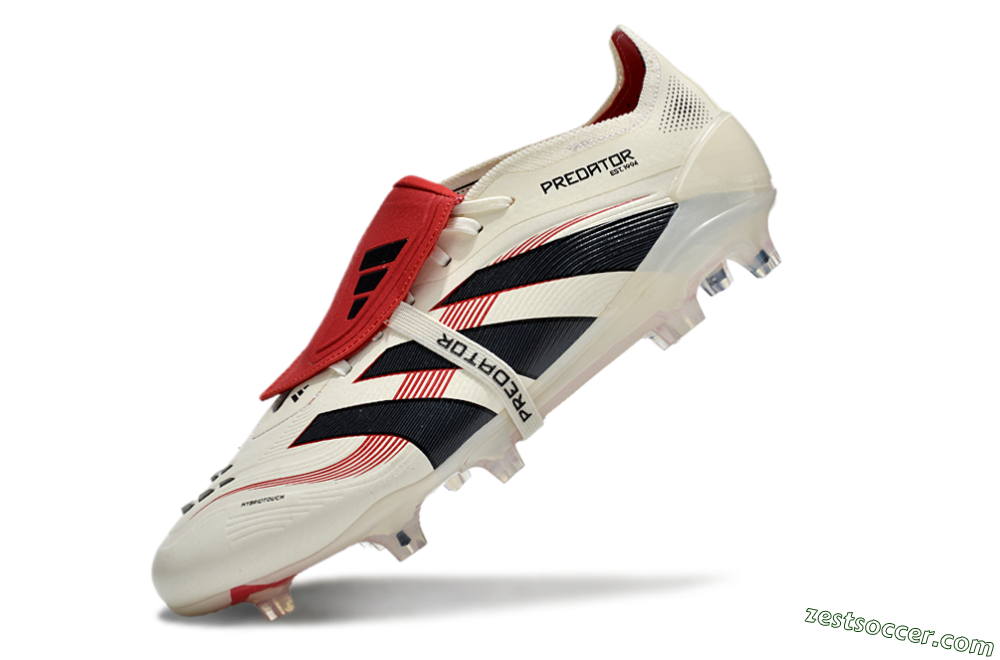 Adidas Predator Elite Foldover Tongue FG Low-Tops Soccer Cleats - Beige/Black/Red 6