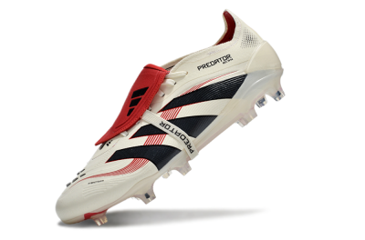 Adidas Predator Elite Foldover Tongue FG Low-Tops Soccer Cleats - Beige/Black/Red