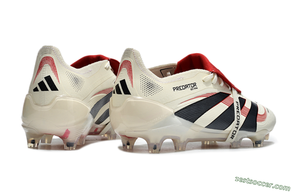 Adidas Predator Elite Foldover Tongue FG Low-Tops Soccer Cleats - Beige/Black/Red 1