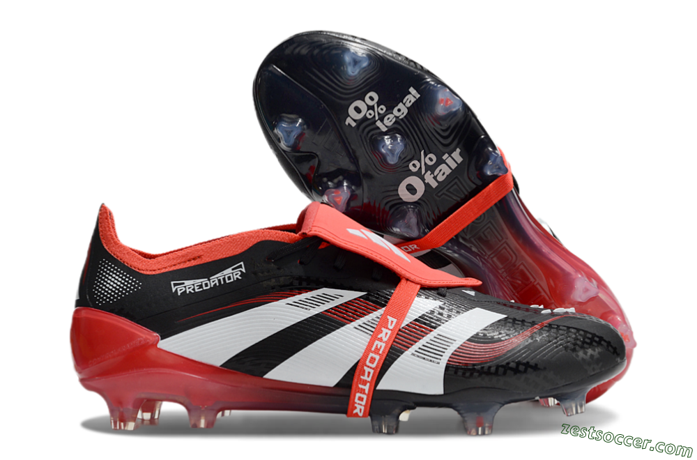 Adidas Predator Elite Foldover Tongue FG Low-Tops Soccer Cleats - Black/White/Red 0