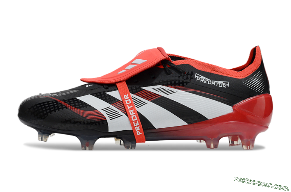 Adidas Predator Elite Foldover Tongue FG Low-Tops Soccer Cleats - Black/White/Red 2