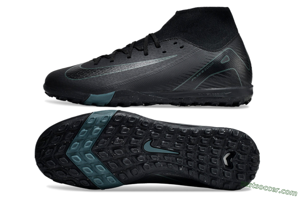 Nike Air Zoom Mercurial Superfly 10 Elite TF High-Tops Soccer Shoes - Black/Green/Silver 1
