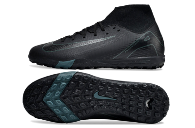 Nike Air Zoom Mercurial Superfly 10 Elite TF High-Tops Soccer Shoes - Black/Green/Silver