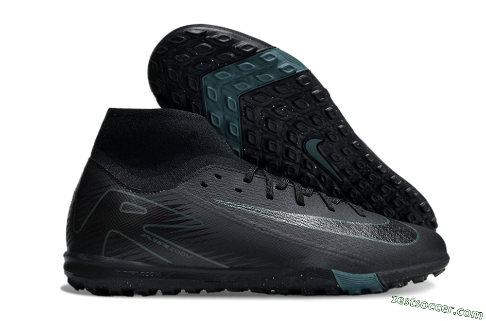 Nike Air Zoom Mercurial Superfly 10 Elite TF High-Tops Soccer Shoes - Black/Green/Silver 0