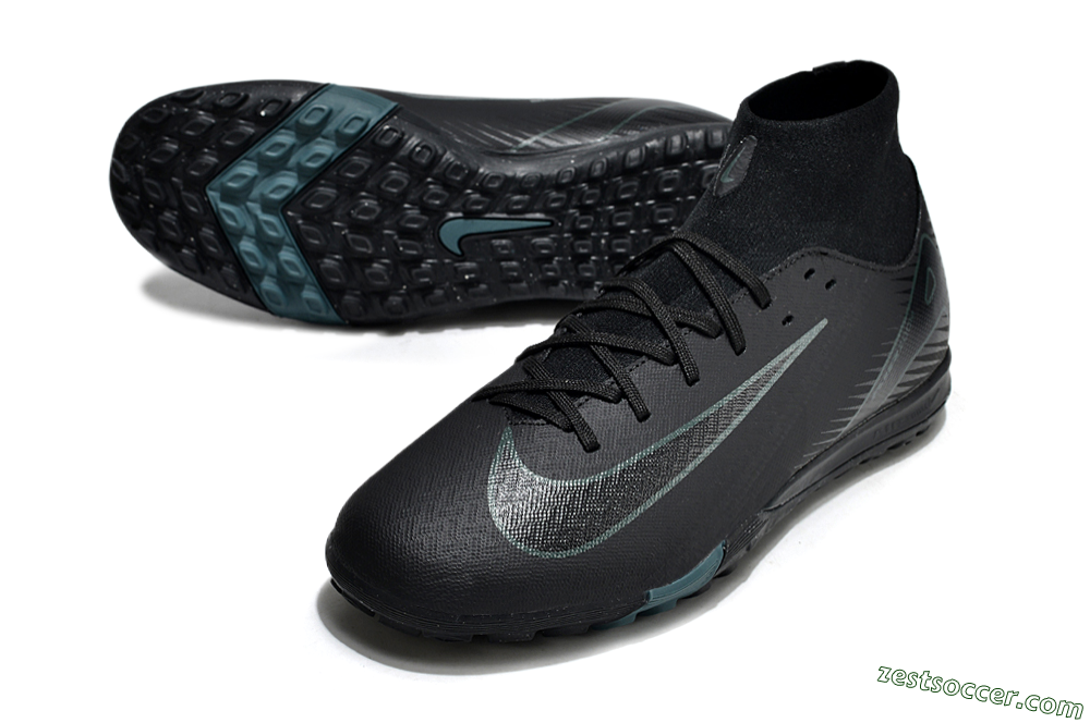 Nike Air Zoom Mercurial Superfly 10 Elite TF High-Tops Soccer Shoes - Black/Green/Silver 3
