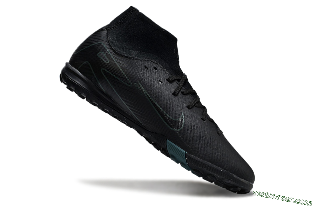 Nike Air Zoom Mercurial Superfly 10 Elite TF High-Tops Soccer Shoes - Black/Green/Silver 4