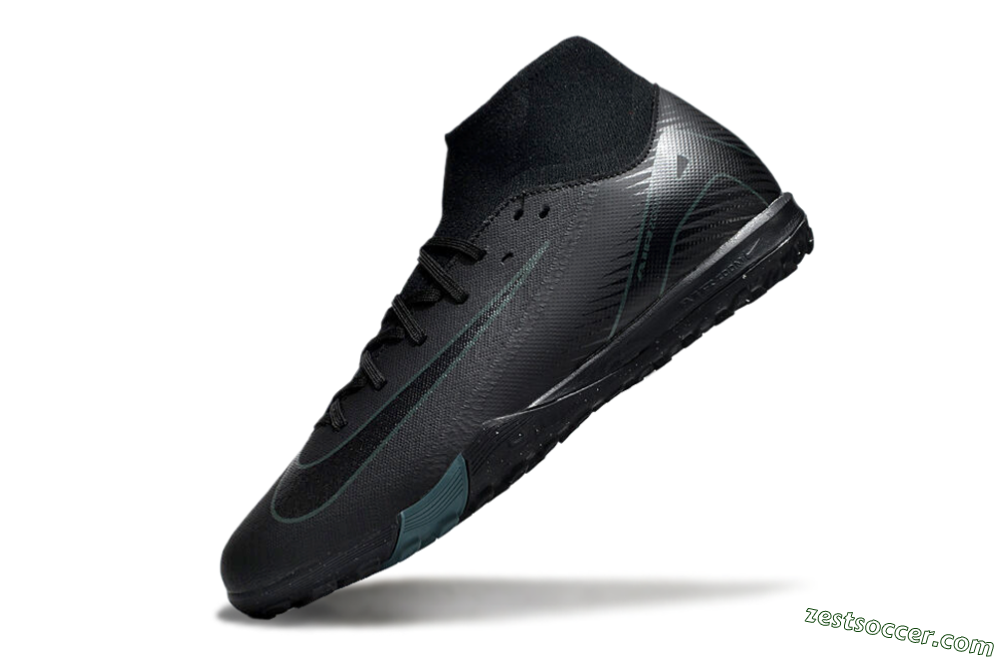 Nike Air Zoom Mercurial Superfly 10 Elite TF High-Tops Soccer Shoes - Black/Green/Silver 5