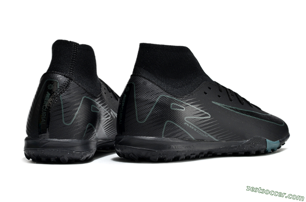 Nike Air Zoom Mercurial Superfly 10 Elite TF High-Tops Soccer Shoes - Black/Green/Silver 6