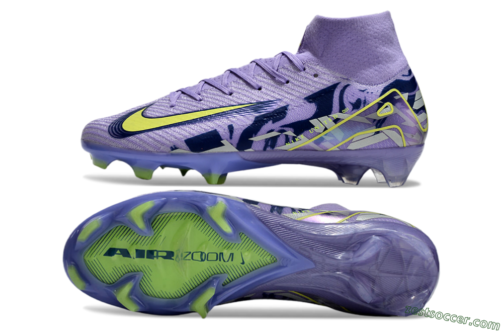 Nike Air Zoom Mercurial Superfly 10 Elite FG High-Tops Soccer Cleats - Purple/Yellow/White 6