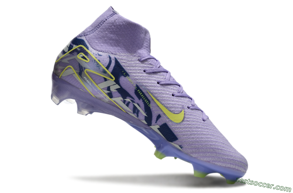 Nike Air Zoom Mercurial Superfly 10 Elite FG High-Tops Soccer Cleats - Purple/Yellow/White 2