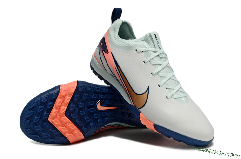 Nike Air Zoom Mercurial Vapor 16 Pro TF Low-Tops Soccer Shoes - Jade/Gold/Pink 4