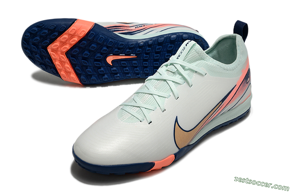 Nike Air Zoom Mercurial Vapor 16 Pro TF Low-Tops Soccer Shoes - Jade/Gold/Pink 3