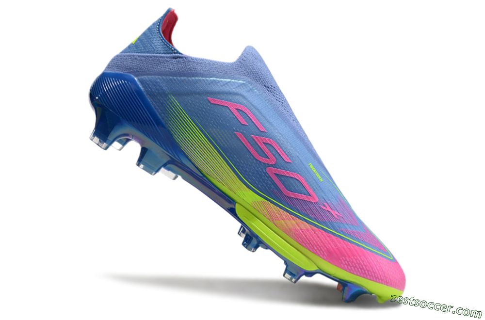 Adidas F50+ Elite Lightstrike Pro Laceless FG Low-Tops Soccer Cleats - Blue/Pink/Yellow 4