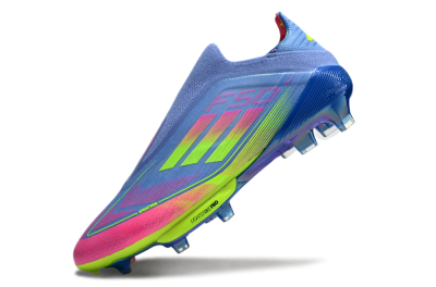 Adidas F50+ Elite Lightstrike Pro Laceless FG Low-Tops Soccer Cleats - Blue/Pink/Yellow