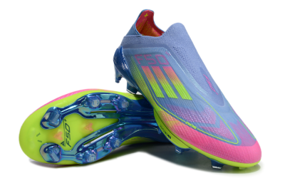 Adidas F50+ Elite Lightstrike Pro Laceless FG Low-Tops Soccer Cleats - Blue/Pink/Yellow