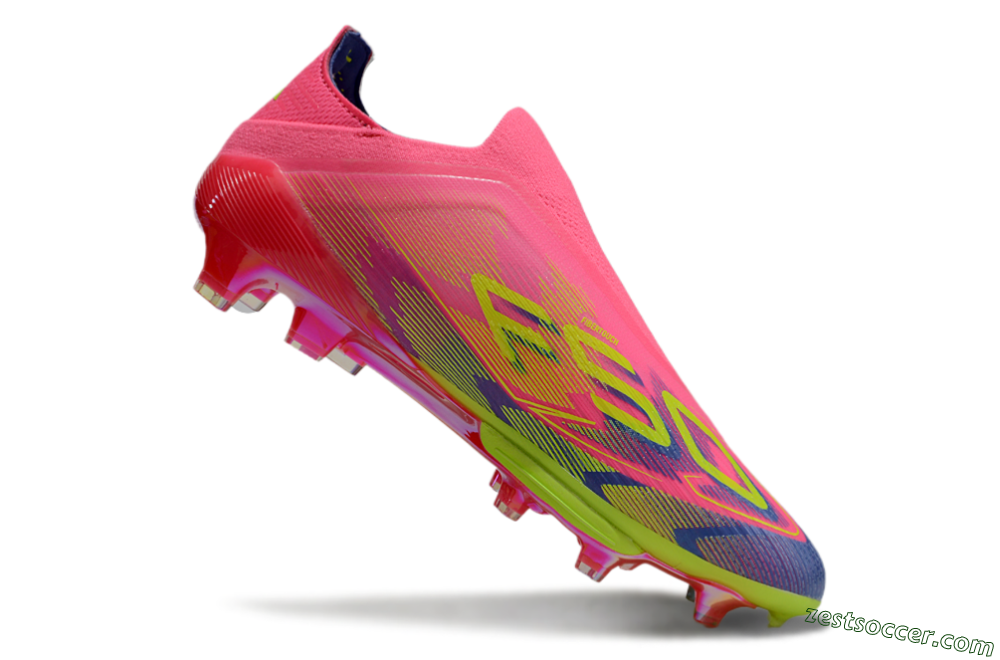 Adidas F50+ Elite Lightstrike Pro Laceless FG Low-Tops Soccer Cleats - Pink/Blue/Yellow 4