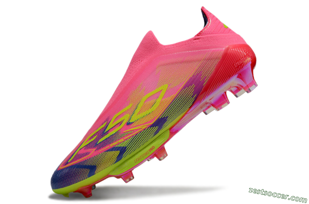 Adidas F50+ Elite Lightstrike Pro Laceless FG Low-Tops Soccer Cleats - Pink/Blue/Yellow 5