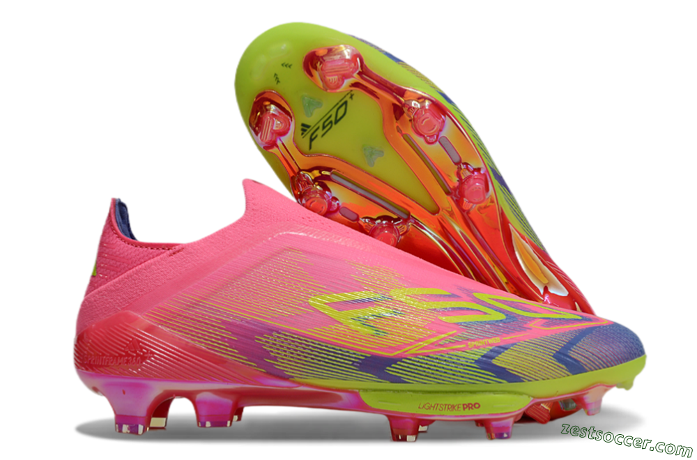 Adidas F50+ Elite Lightstrike Pro Laceless FG Low-Tops Soccer Cleats - Pink/Blue/Yellow 0
